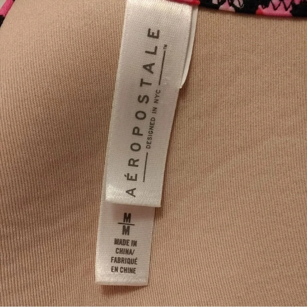 Aeropostale Pink and Black Patterned Bikini Top